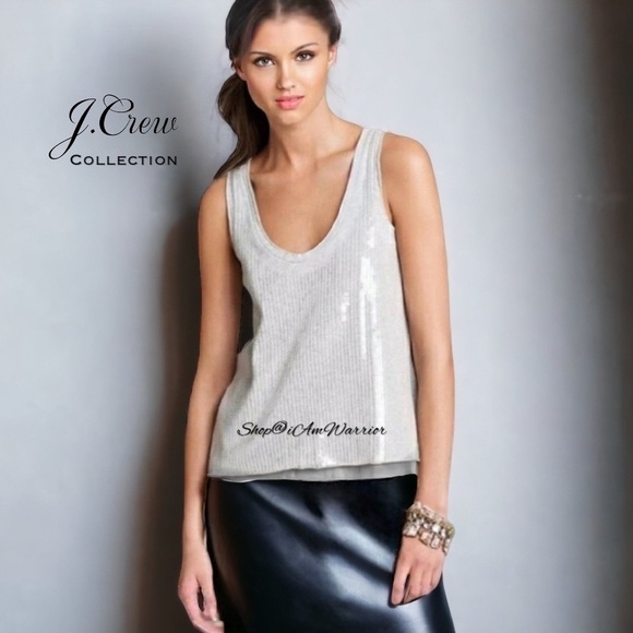 J.Crew Collection gray sequin front tank top *shop@iamwarrior - Picture 1 of 9